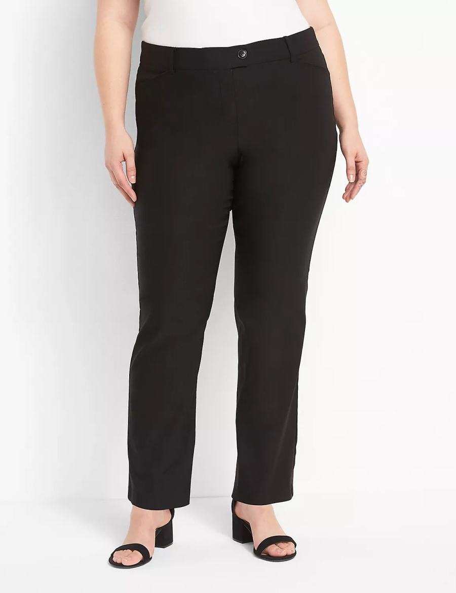 Women Lane Bryant Straight Leg 4-Season Pants Black | HUN965XU
