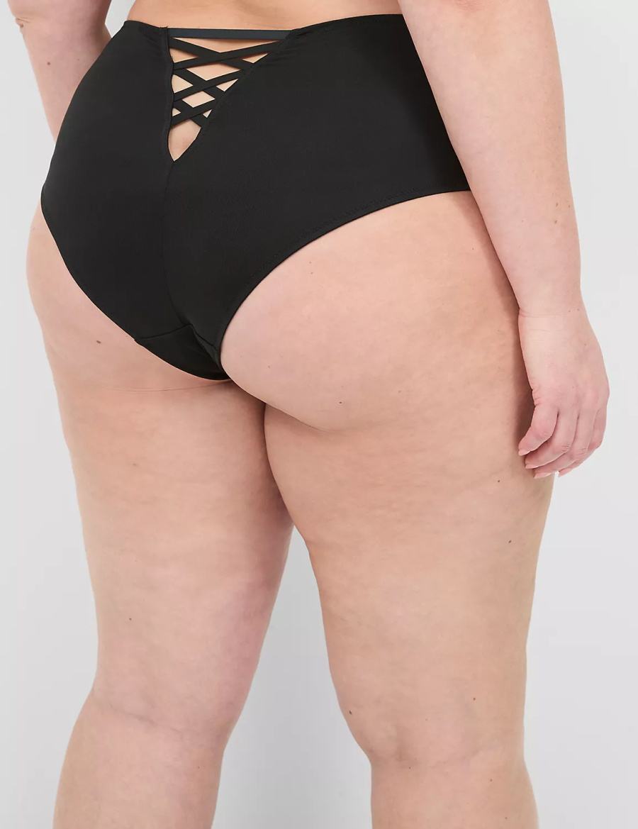 Women Lane Bryant Strappy-Back Brief Briefs Black | AMV6494KF