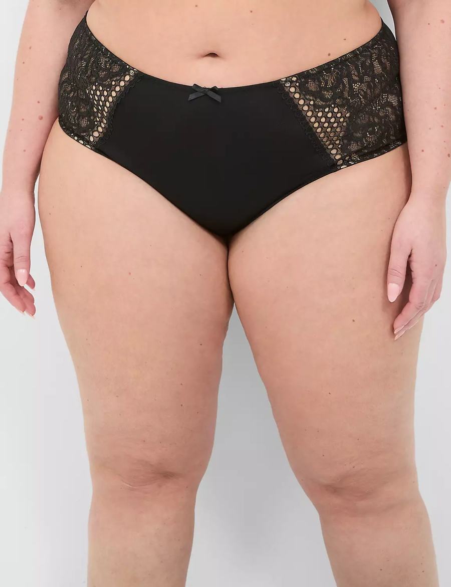 Women Lane Bryant Strappy-Back Brief Briefs Black | AMV6494KF