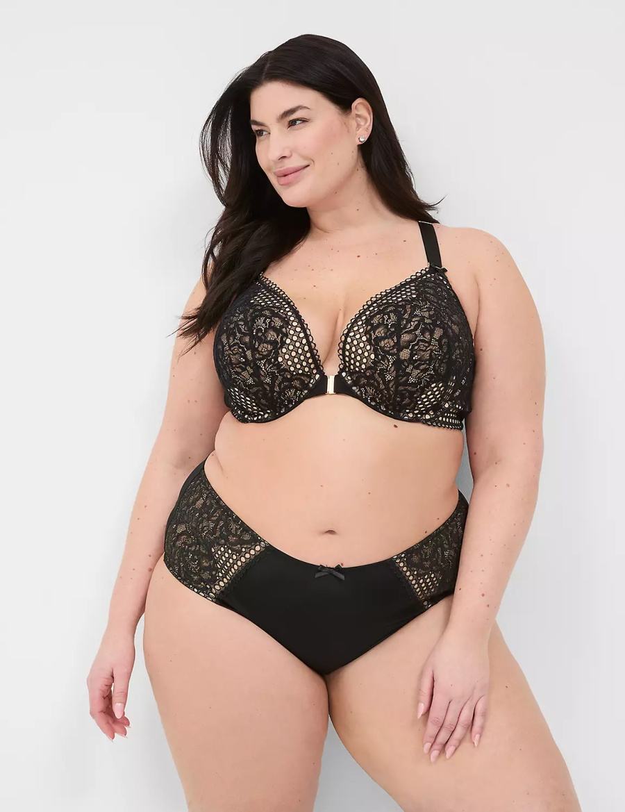 Women Lane Bryant Strappy-Back Brief Briefs Black | AMV6494KF