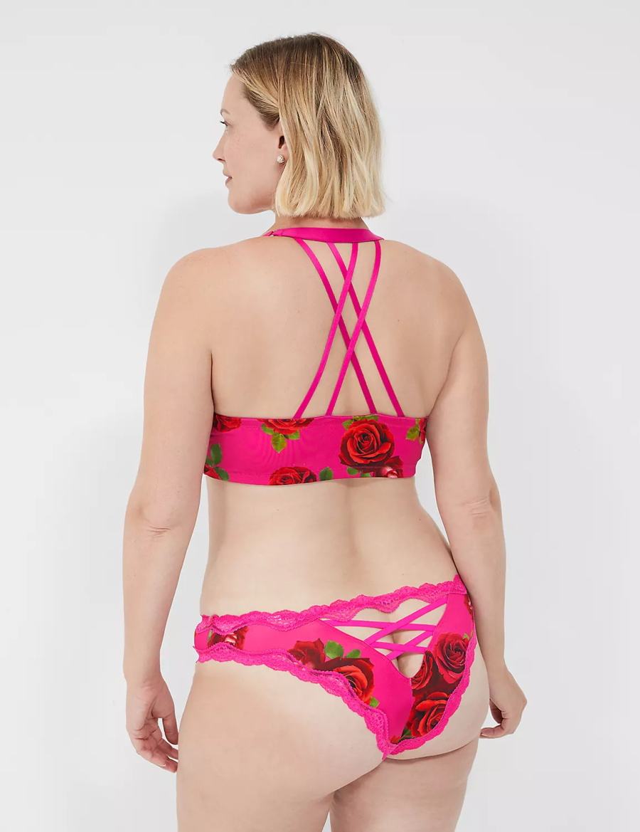 Women Lane Bryant Strappy-Back Tanga Briefs Rose Fuchsia | KJV1316EL
