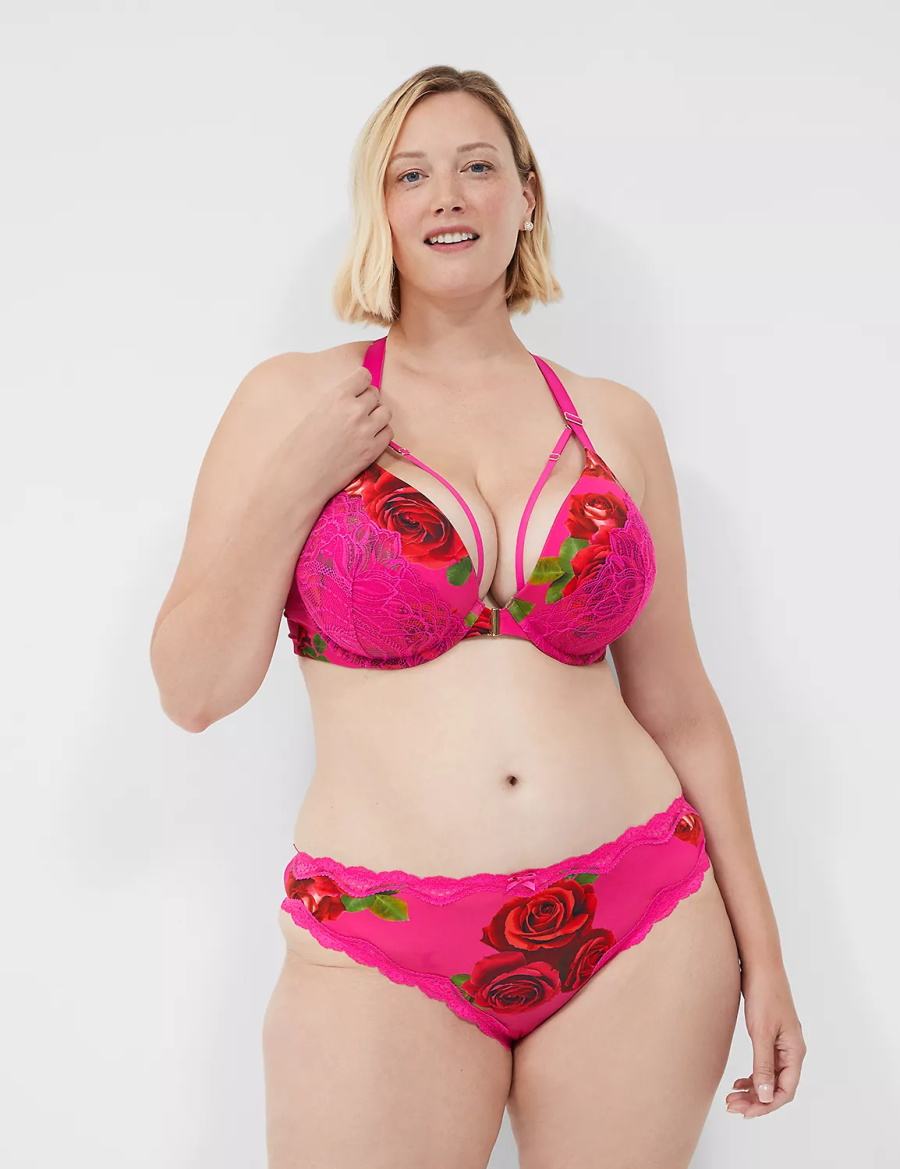 Women Lane Bryant Strappy-Back Tanga Briefs Rose Fuchsia | KJV1316EL