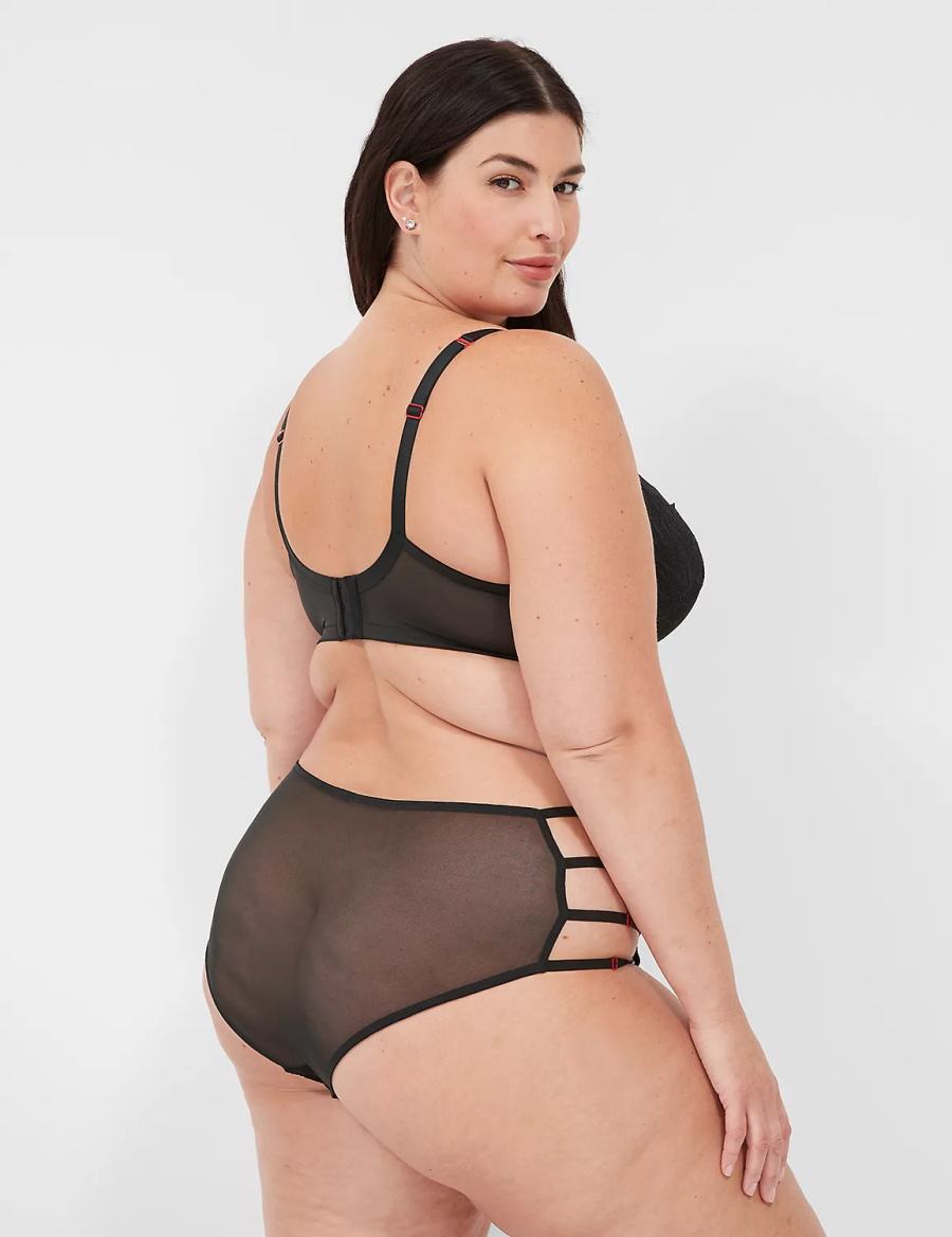 Women Lane Bryant Strappy Brief Briefs Black | CGN6047TX