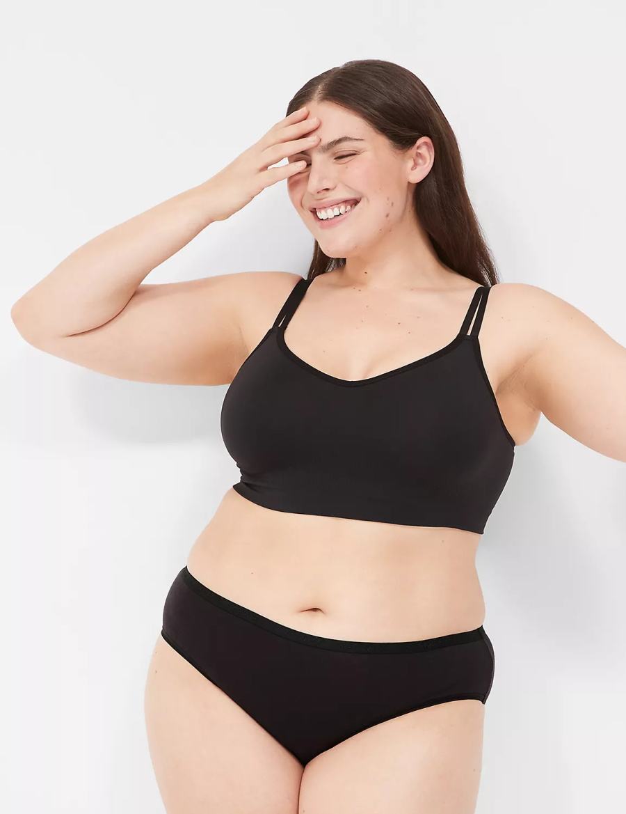 Women Lane Bryant Strappy Seamless Bralettes Black | EJM8898KT