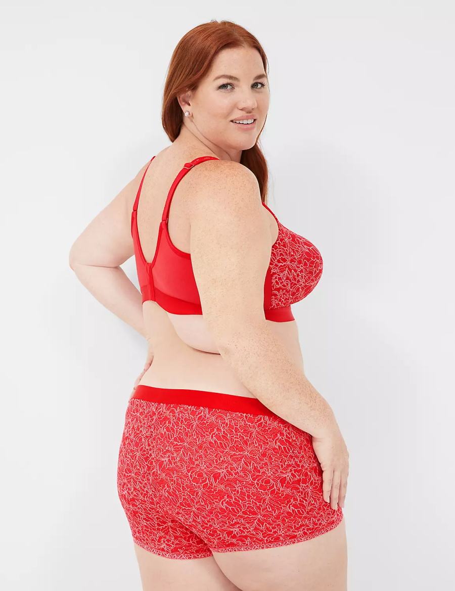 Women Lane Bryant Stretch Lace Boyfriend Briefs Red | XOP705RK