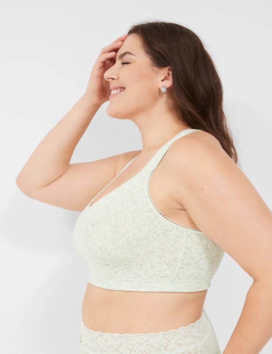 Women Lane Bryant Stretch Lace Bralettes Light Green | GBT7298LF