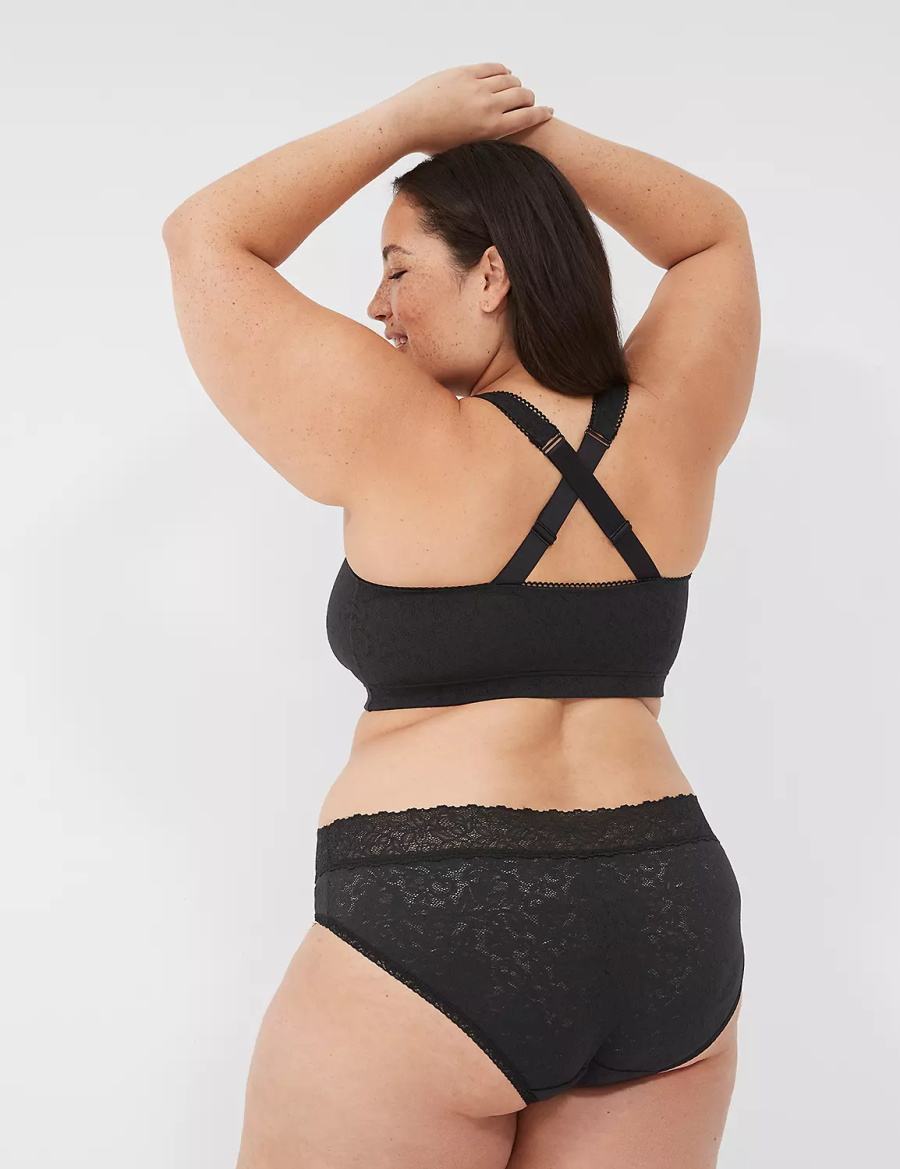 Women Lane Bryant Stretch Lace Bralettes Black | LLC589DQ