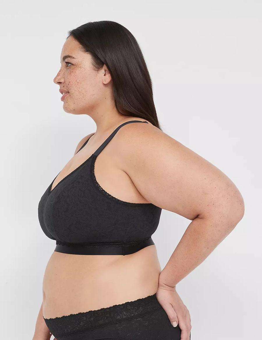 Women Lane Bryant Stretch Lace Bralettes Black | ZXT4292WW