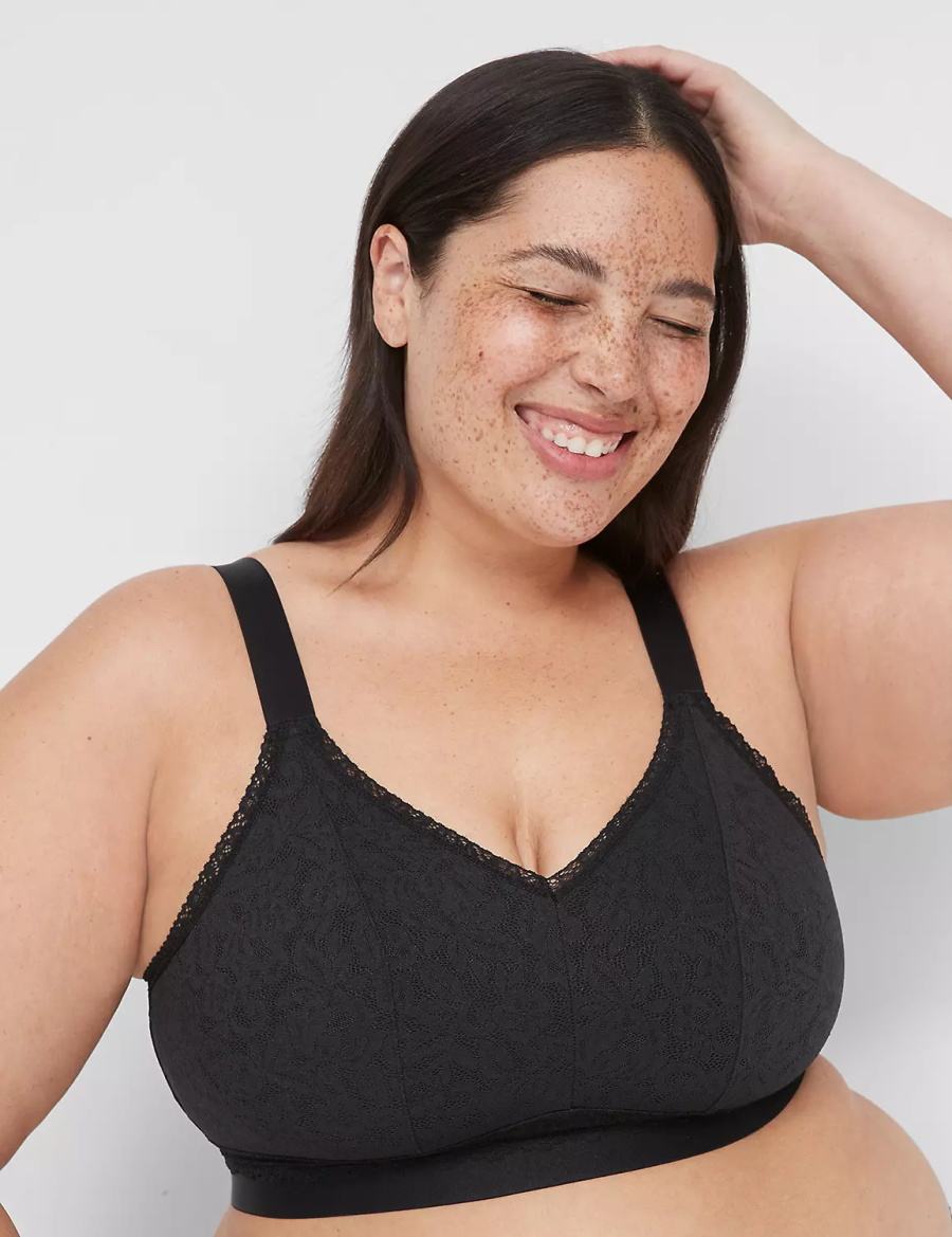 Women Lane Bryant Stretch Lace Bralettes Black | ZXT4292WW