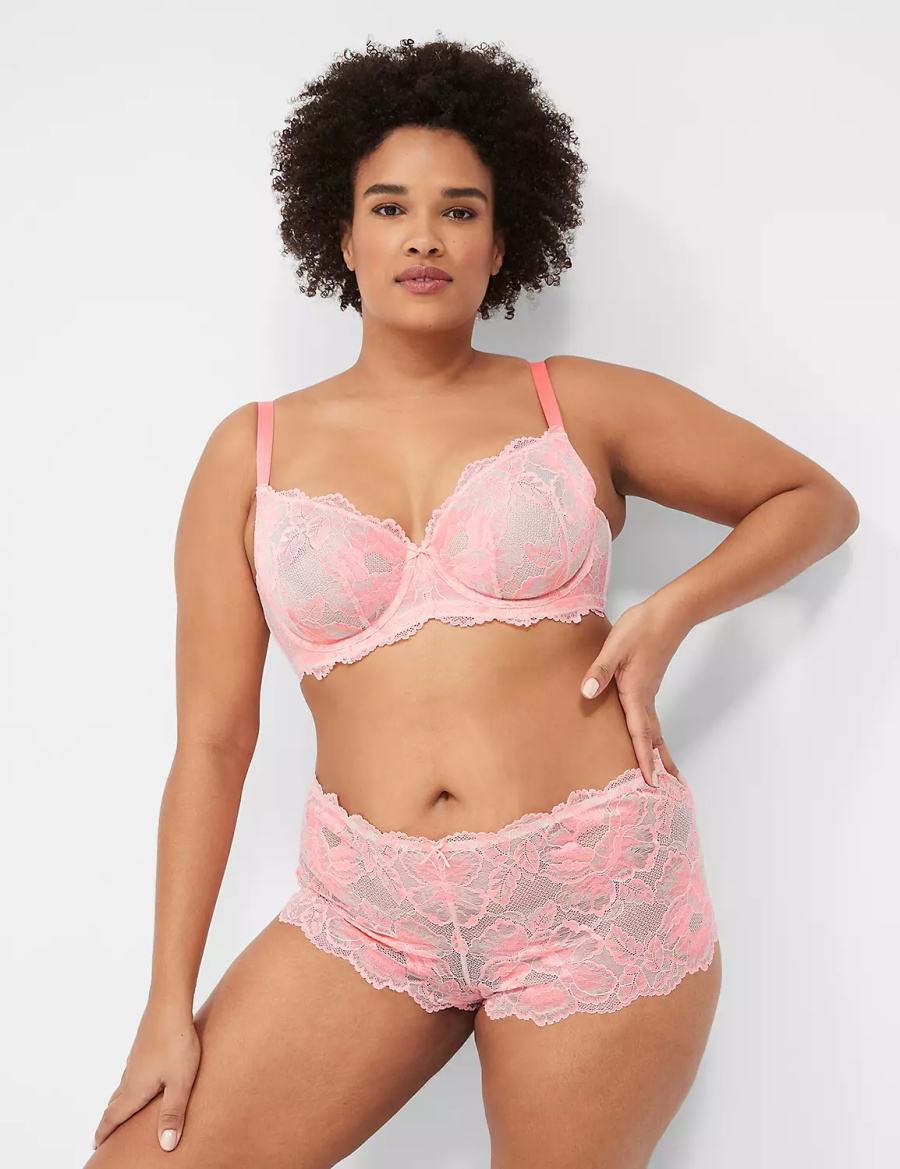 Women Lane Bryant Stretch Lace Cheeky Panty Brown | URG82100IC
