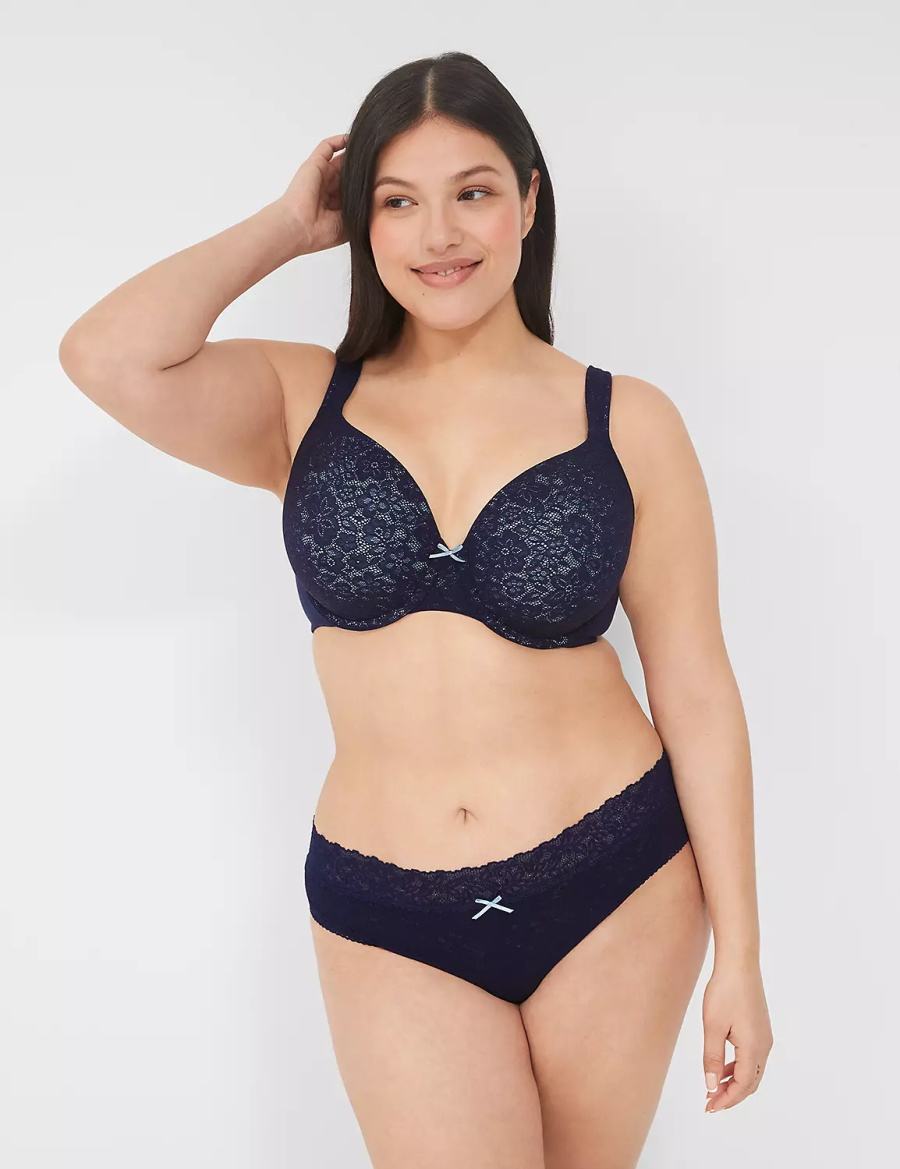 Women Lane Bryant Stretch Lace Cheeky Panty Blue | WMY484ST