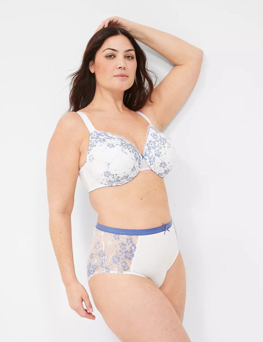 Women Lane Bryant Stretch Lace Full Briefs White | KSK9897IB