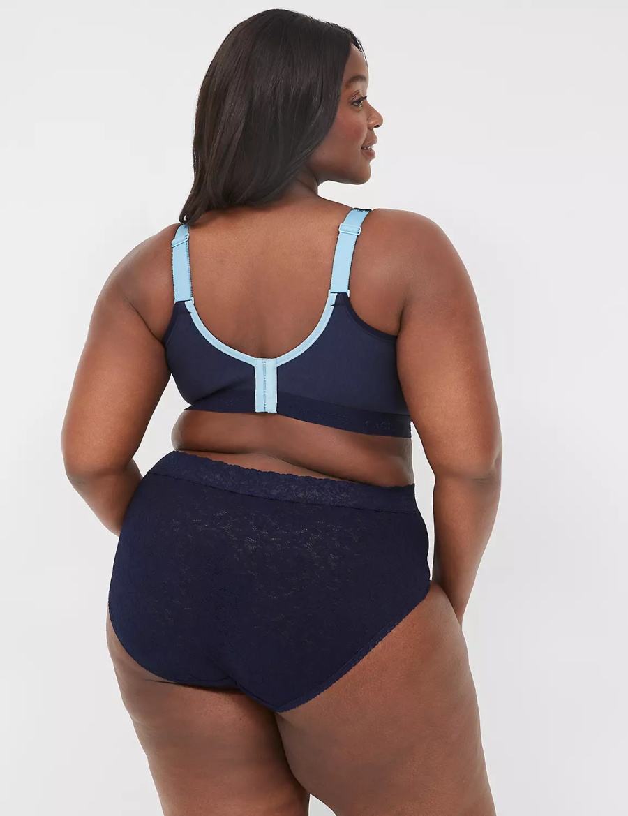Women Lane Bryant Stretch Lace High-Leg Briefs Blue | ROK938ZR