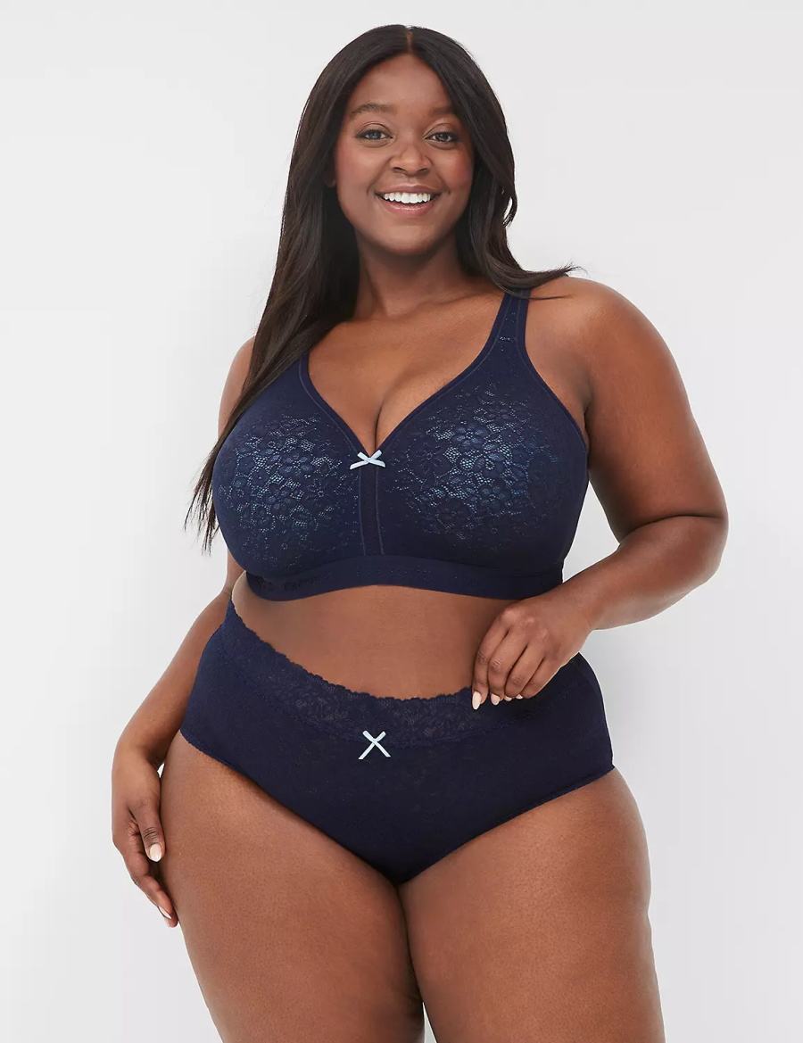 Women Lane Bryant Stretch Lace High-Leg Briefs Blue | ROK938ZR