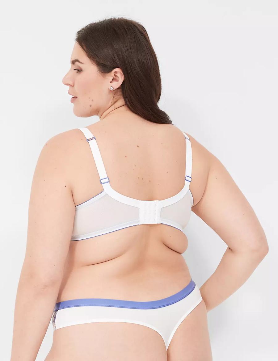 Women Lane Bryant Stretch Lace Thong Panty White | IYS8845TT