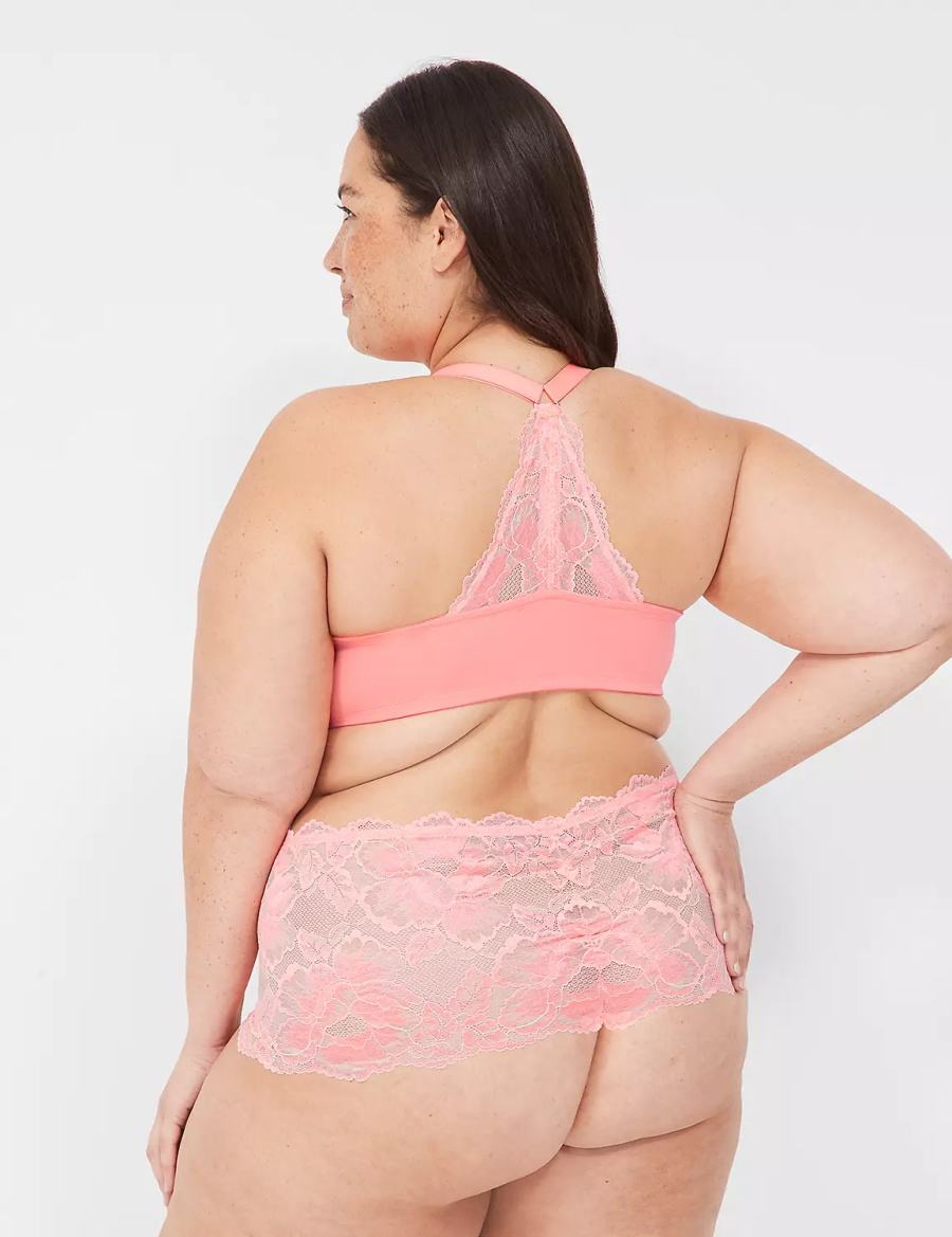 Women Lane Bryant Stretch Lace Thong Panty Brown | TMV3934BY