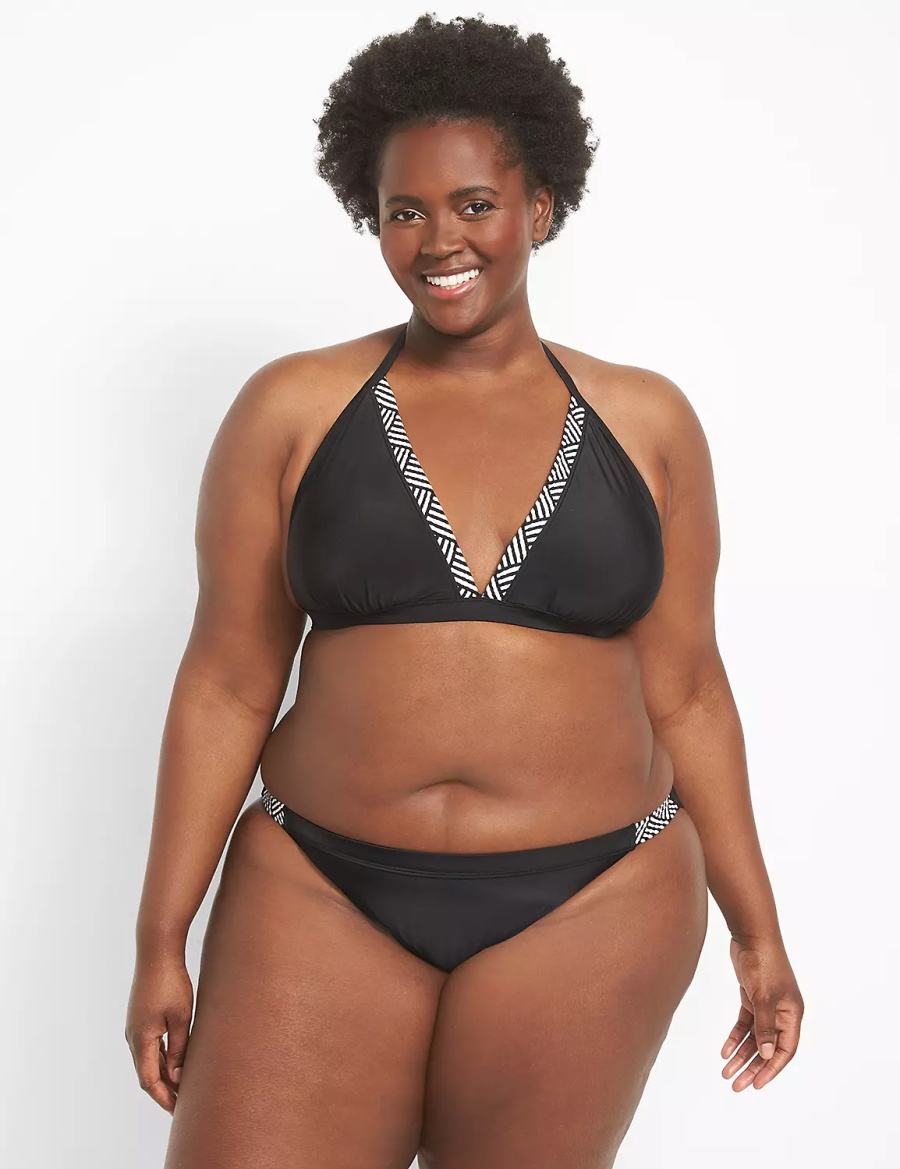 Women Lane Bryant String Bikini Bottom Black | IZY9122RF