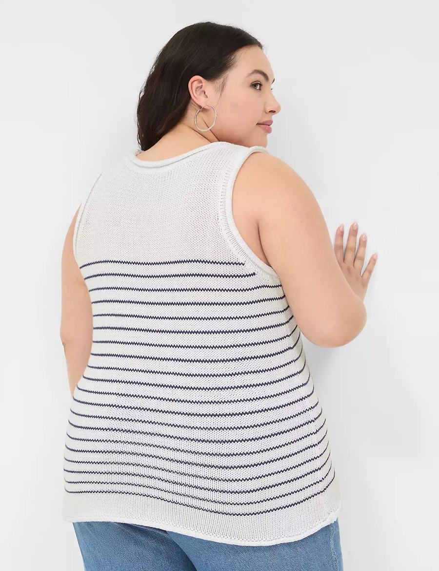 Women Lane Bryant Striped Tank Top White | INI5580UX