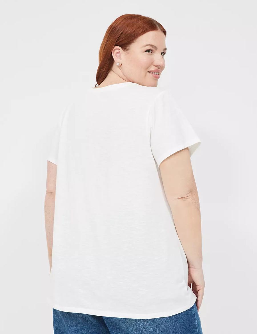 Women Lane Bryant Sunset Chaser Graphic Tee T Shirts White Rose | QRR2085MJ