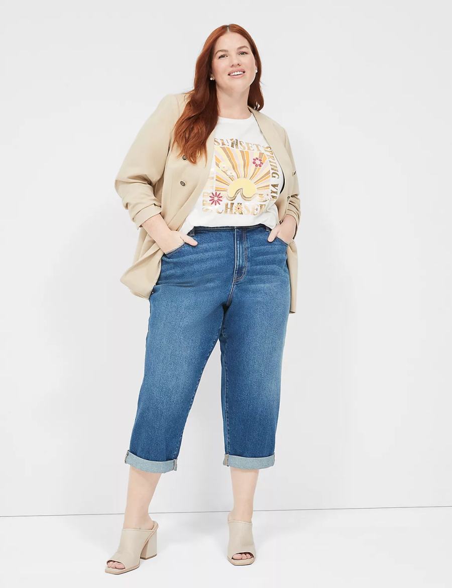 Women Lane Bryant Sunset Chaser Graphic Tee T Shirts White Rose | QRR2085MJ