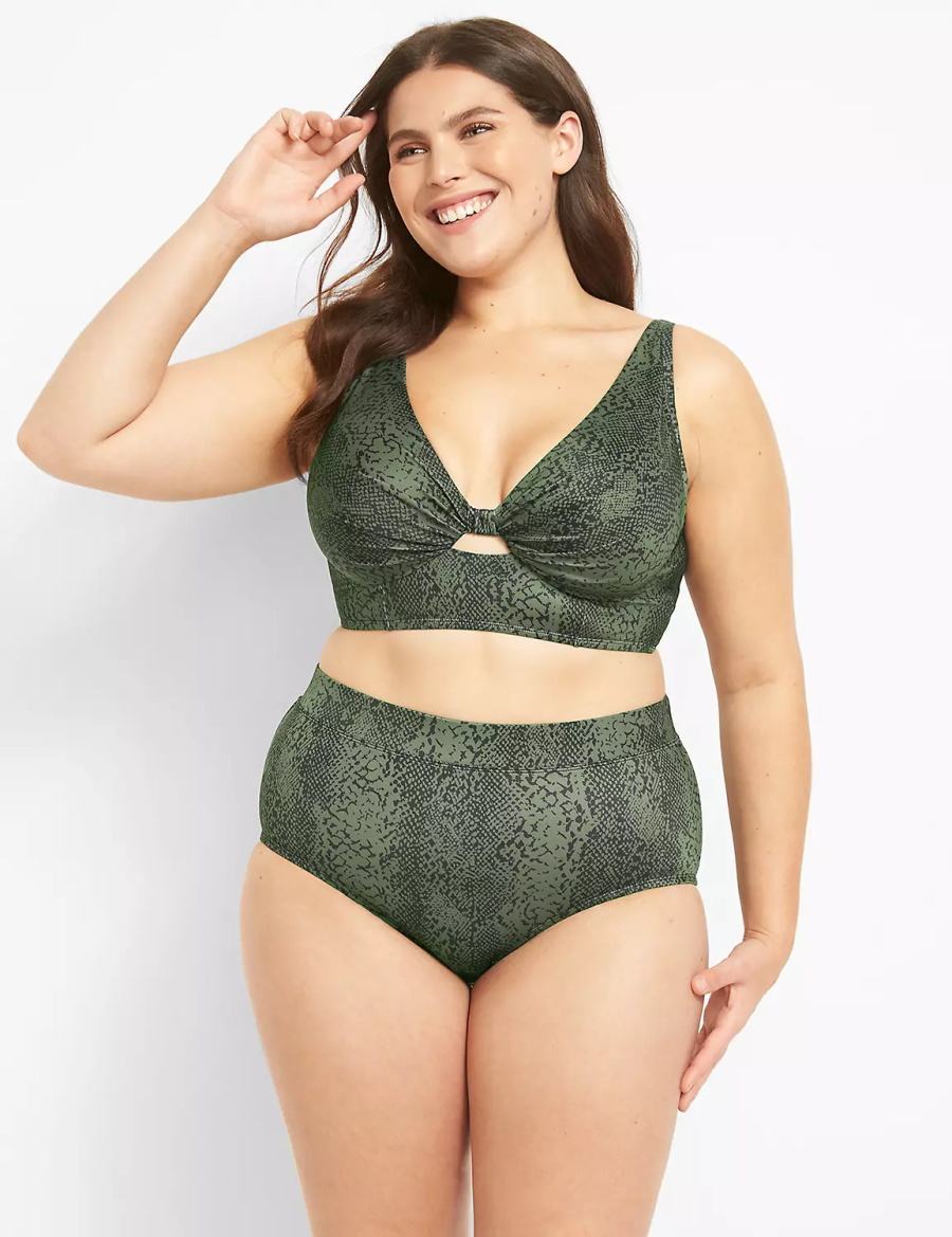 Women Lane Bryant Swim Briefs Dark Green | HJM2692ST