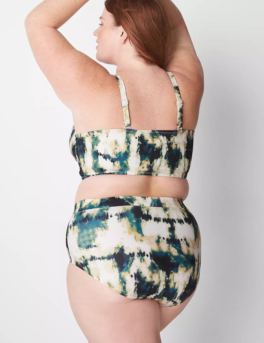 Women Lane Bryant Swim Briefs Green Multicolor | DNQ6882PE