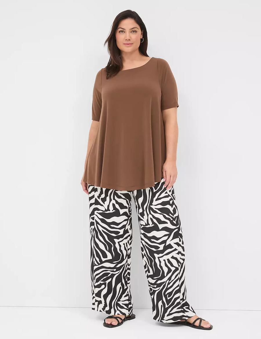 Women Lane Bryant Swing Boatneck Top T Shirts Brown | CSB6540WI