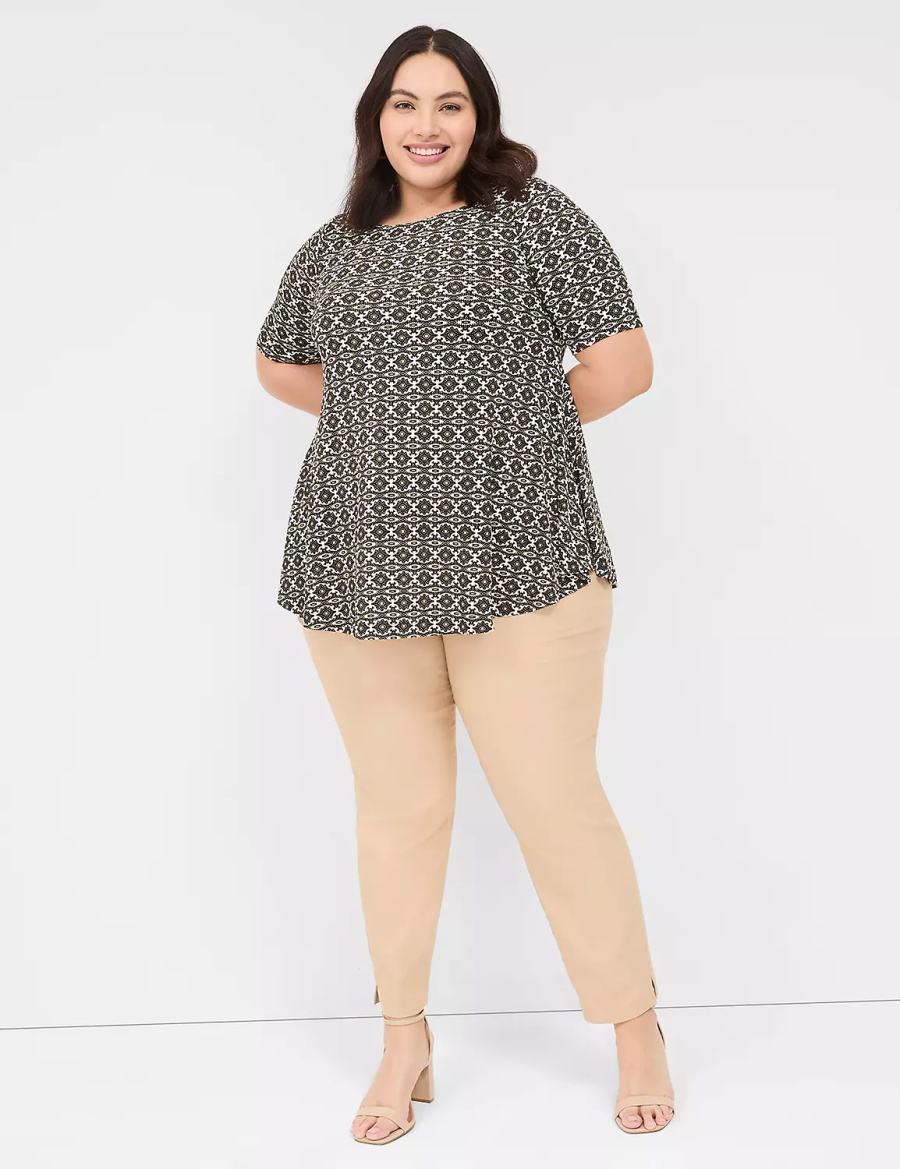 Women Lane Bryant Swing Boatneck Top T Shirts Black | KYW2671JO