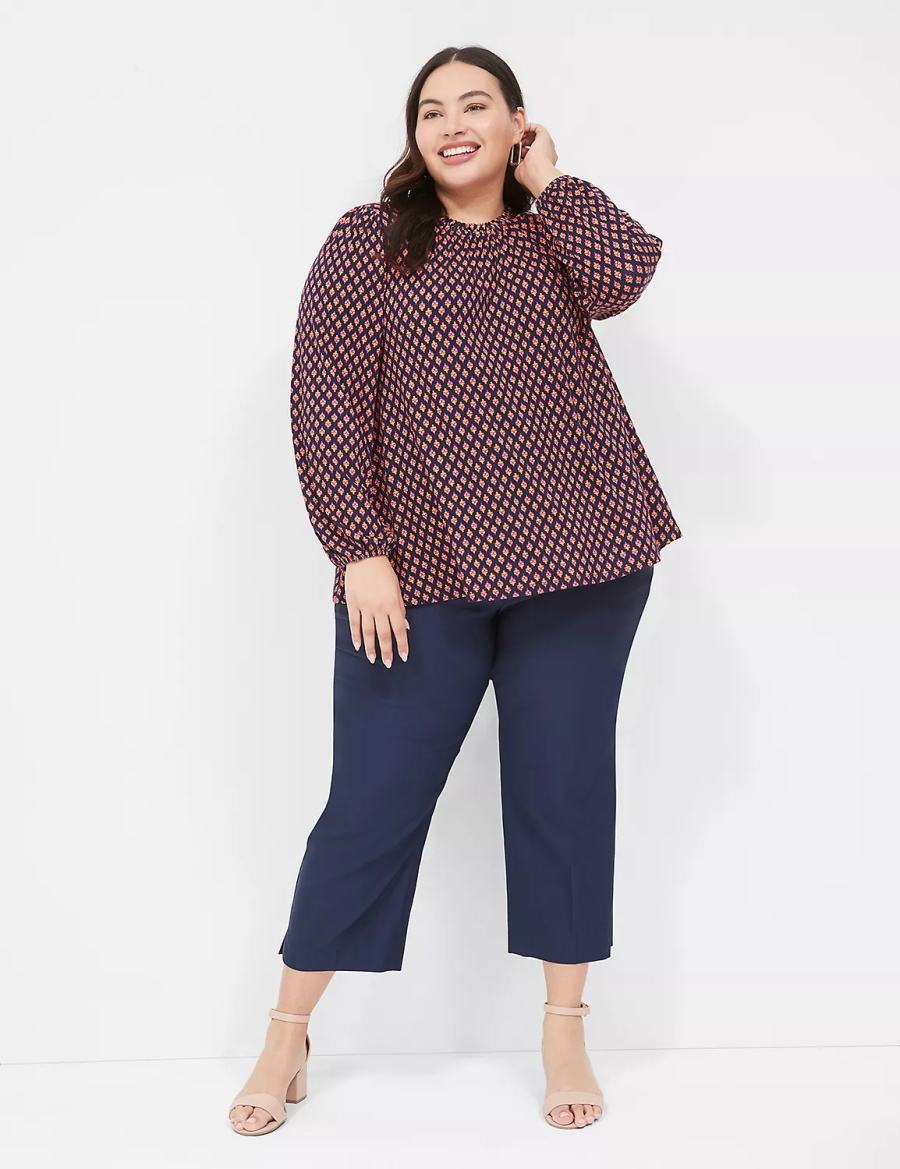 Women Lane Bryant Swing Crew-Neck Top Blouse Coffee | IHI63FF