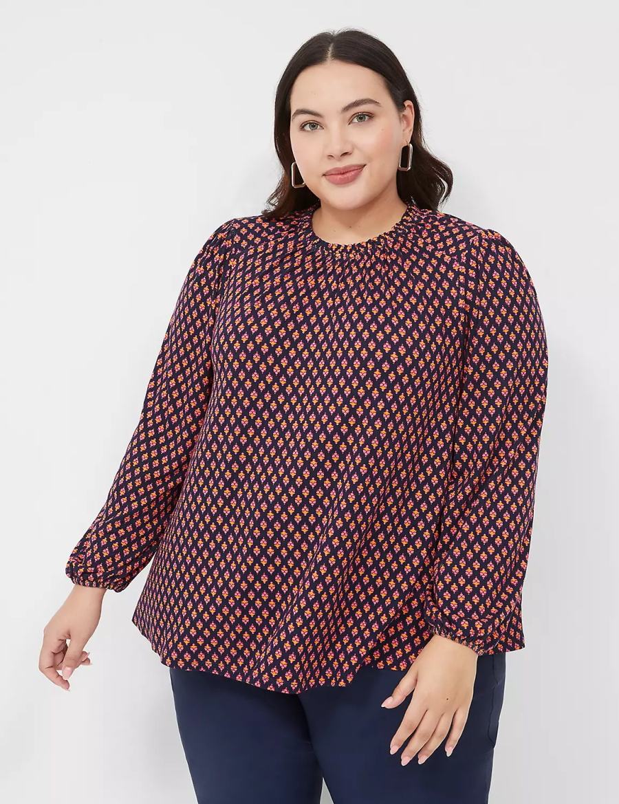 Women Lane Bryant Swing Crew-Neck Top Blouse Coffee | IHI63FF