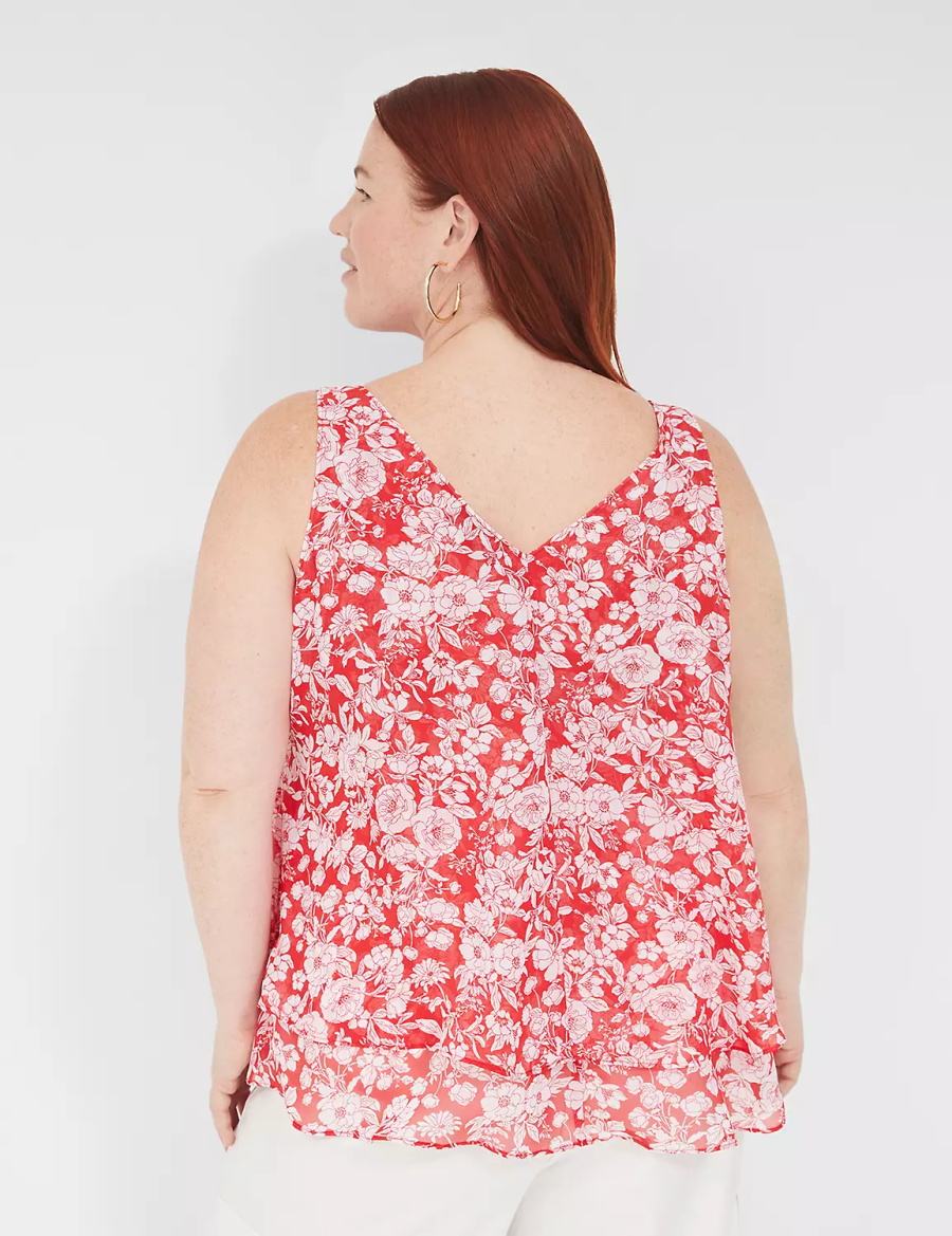 Women Lane Bryant Swing Double-Layer Chiffon Tank Top Red | RDI7227AT