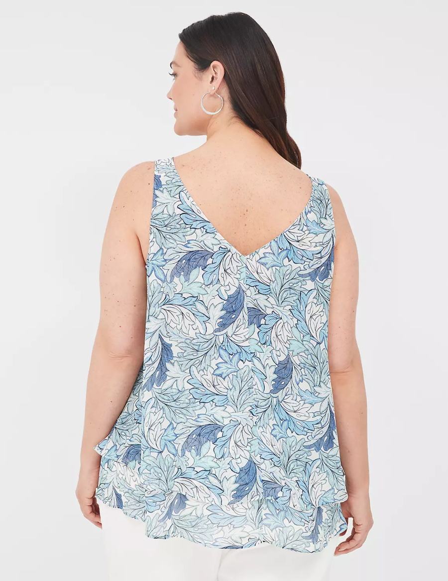 Women Lane Bryant Swing Double-Layer Chiffon Tank Top Blue | FLR714MN