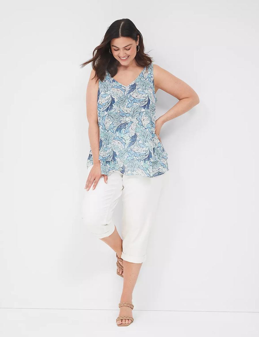 Women Lane Bryant Swing Double-Layer Chiffon Tank Top Blue | FLR714MN