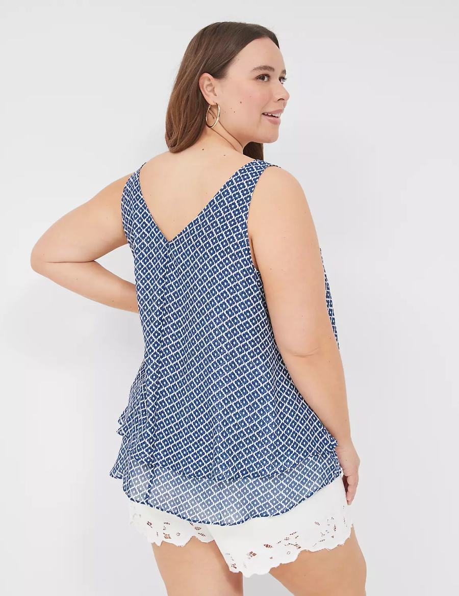 Women Lane Bryant Swing Double-Layer Chiffon Tank Top Blue | QFS1495BO