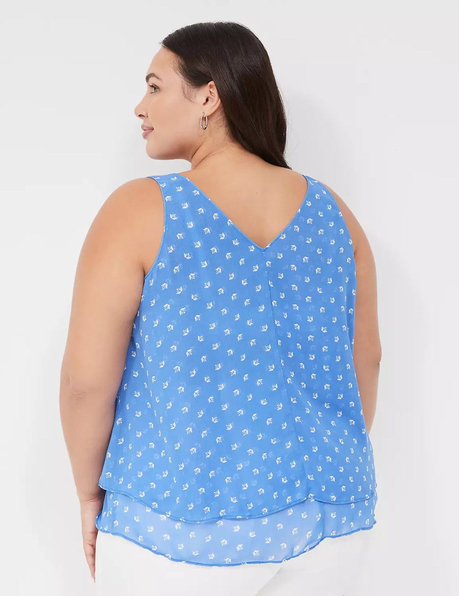 Women Lane Bryant Swing Double-Layer Chiffon Tank Top Blue | DUH3340TM