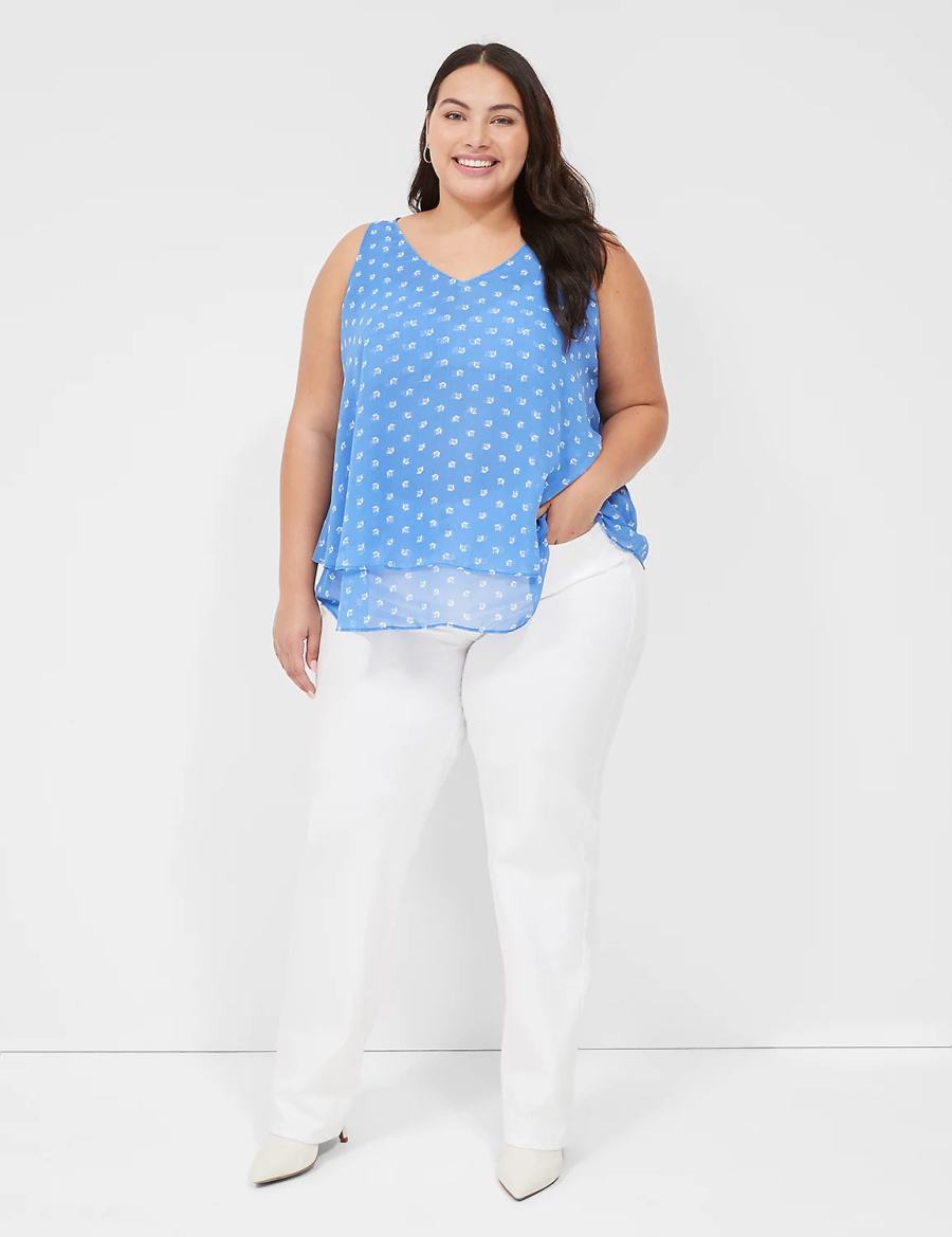 Women Lane Bryant Swing Double-Layer Chiffon Tank Top Blue | DUH3340TM