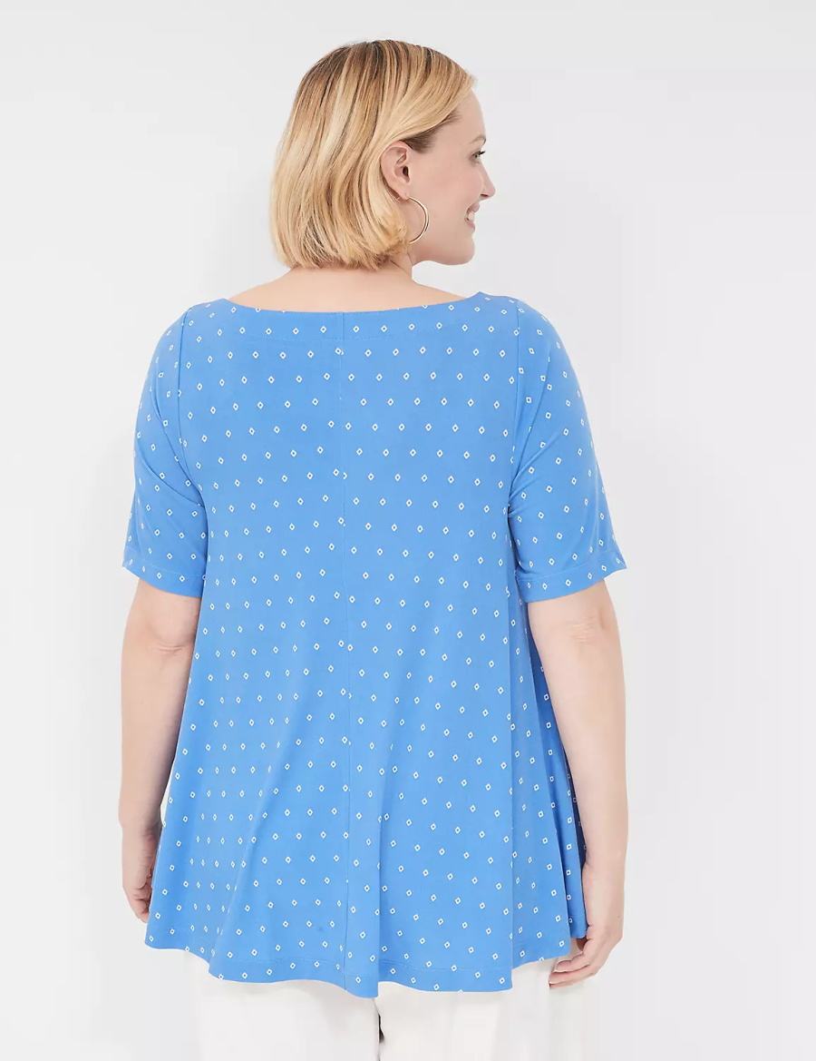 Women Lane Bryant Swing Matte Jersey Boatneck Top T Shirts Blue | JAQ6490VU