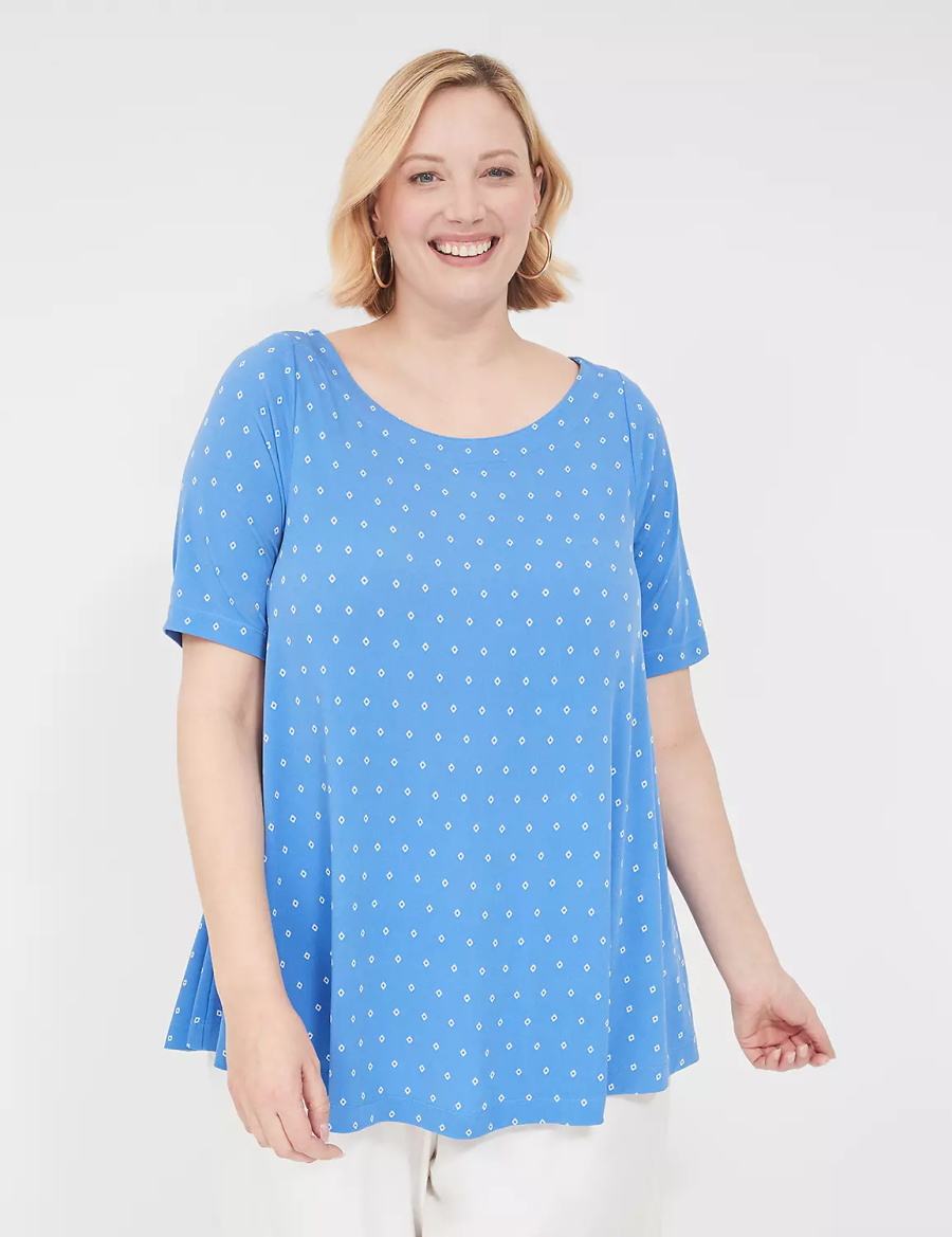 Women Lane Bryant Swing Matte Jersey Boatneck Top T Shirts Blue | JAQ6490VU