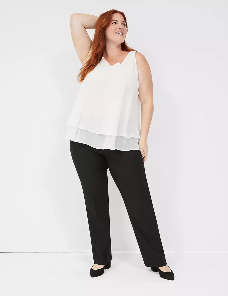 Women Lane Bryant Swing Sleeveless Double-Layer Shell Tank Top White Rose | IUE4790CE