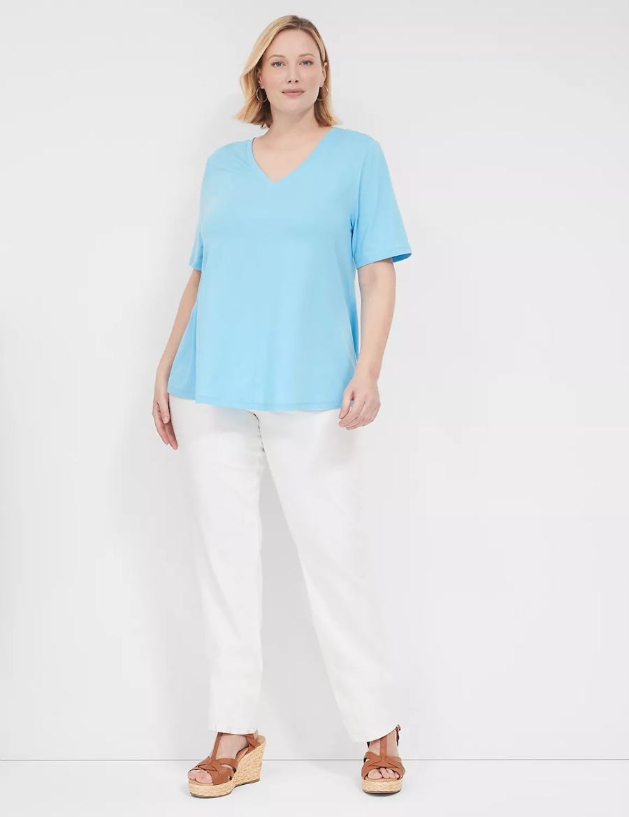 Women Lane Bryant Swing Strappy-Back Tee T Shirts Blue | HLU4271TU