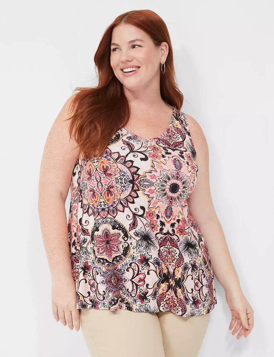 Women Lane Bryant Swing V-Neck Tank Top Multicolor | KFS3228DM