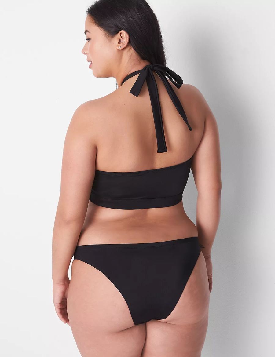 Women Lane Bryant Tanga Swim Briefs Black | OEK347YT
