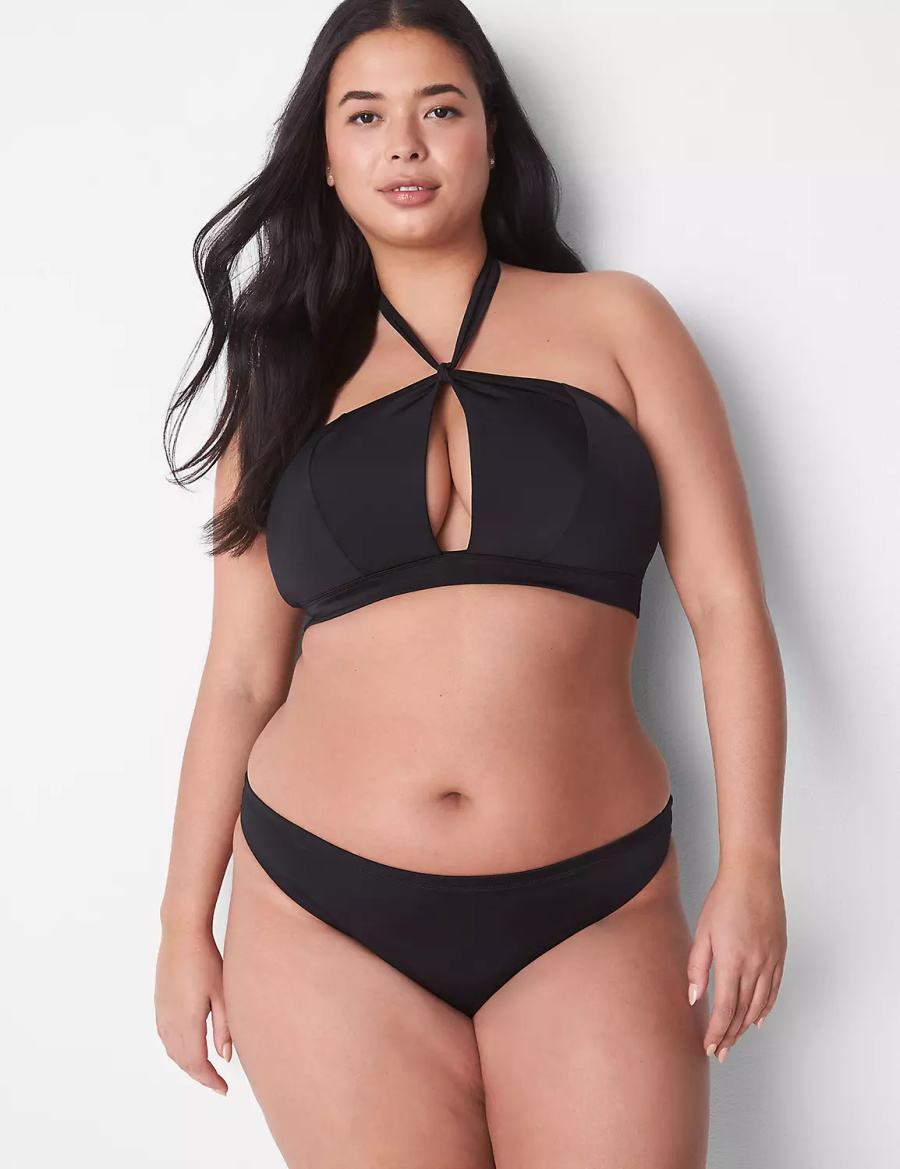 Women Lane Bryant Tanga Swim Briefs Black | OEK347YT