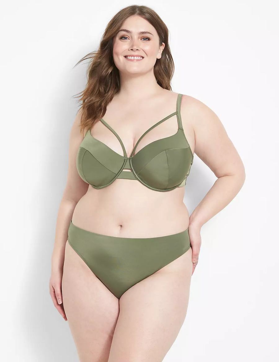 Women Lane Bryant Tanga Swim Briefs Dark Green | JZZ6919QC