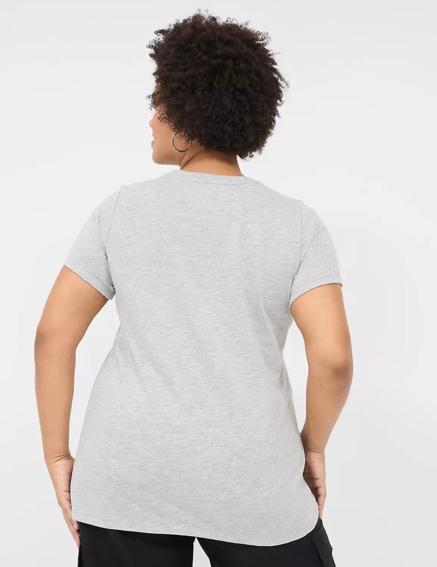 Women Lane Bryant Teacher Life Graphic Tee T Shirts Light Grey | LUR669IF