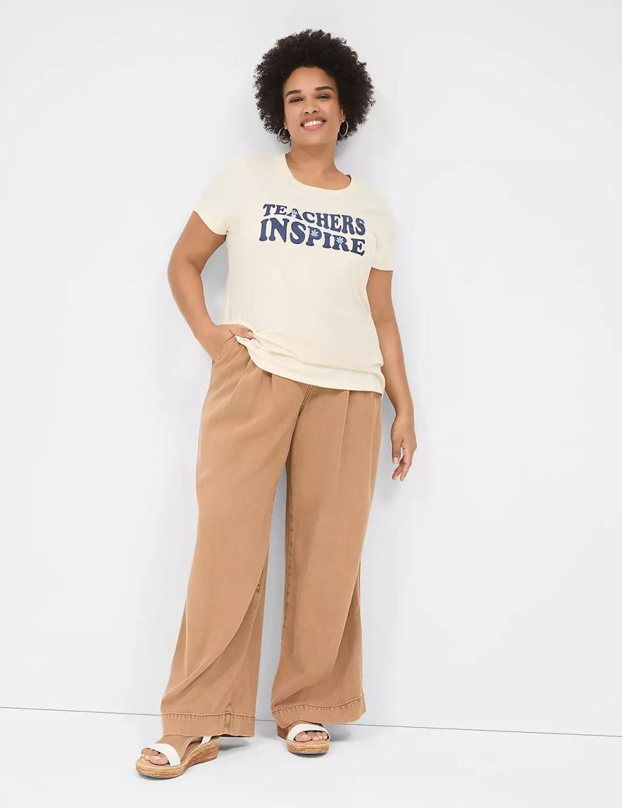 Women Lane Bryant Teachers Inspire Graphic Tee T Shirts White | LZM6168JO