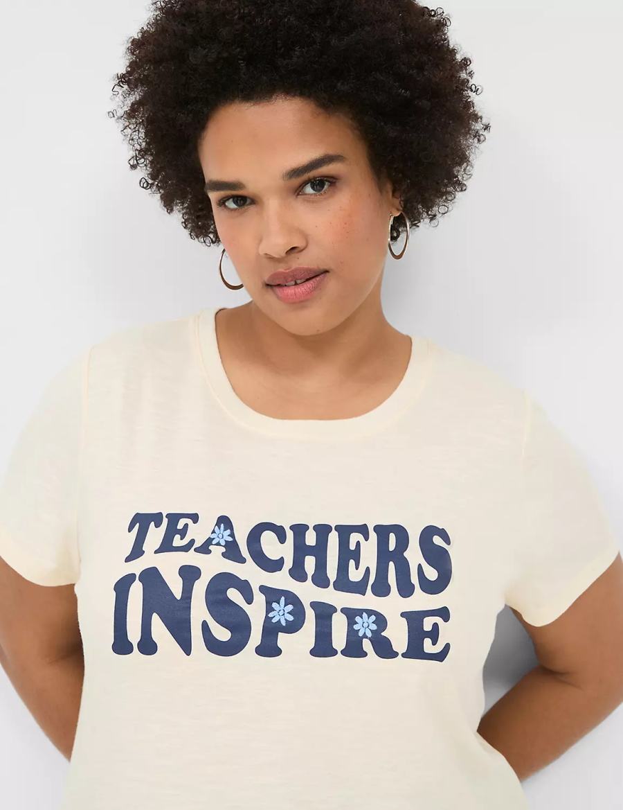 Women Lane Bryant Teachers Inspire Graphic Tee T Shirts White | LZM6168JO