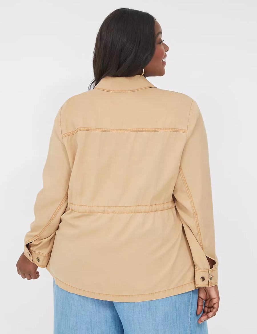 Women Lane Bryant Tencel Twill Jackets Brown | HHM7488ID