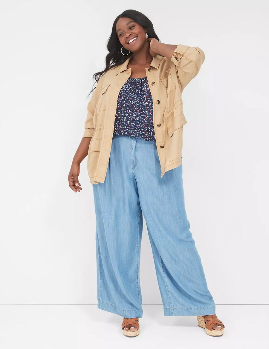 Women Lane Bryant Tencel Twill Jackets Brown | HHM7488ID