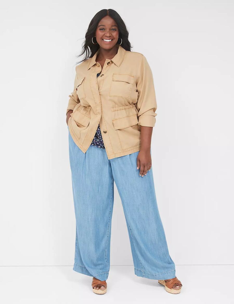 Women Lane Bryant Tencel Twill Jackets Brown | HHM7488ID